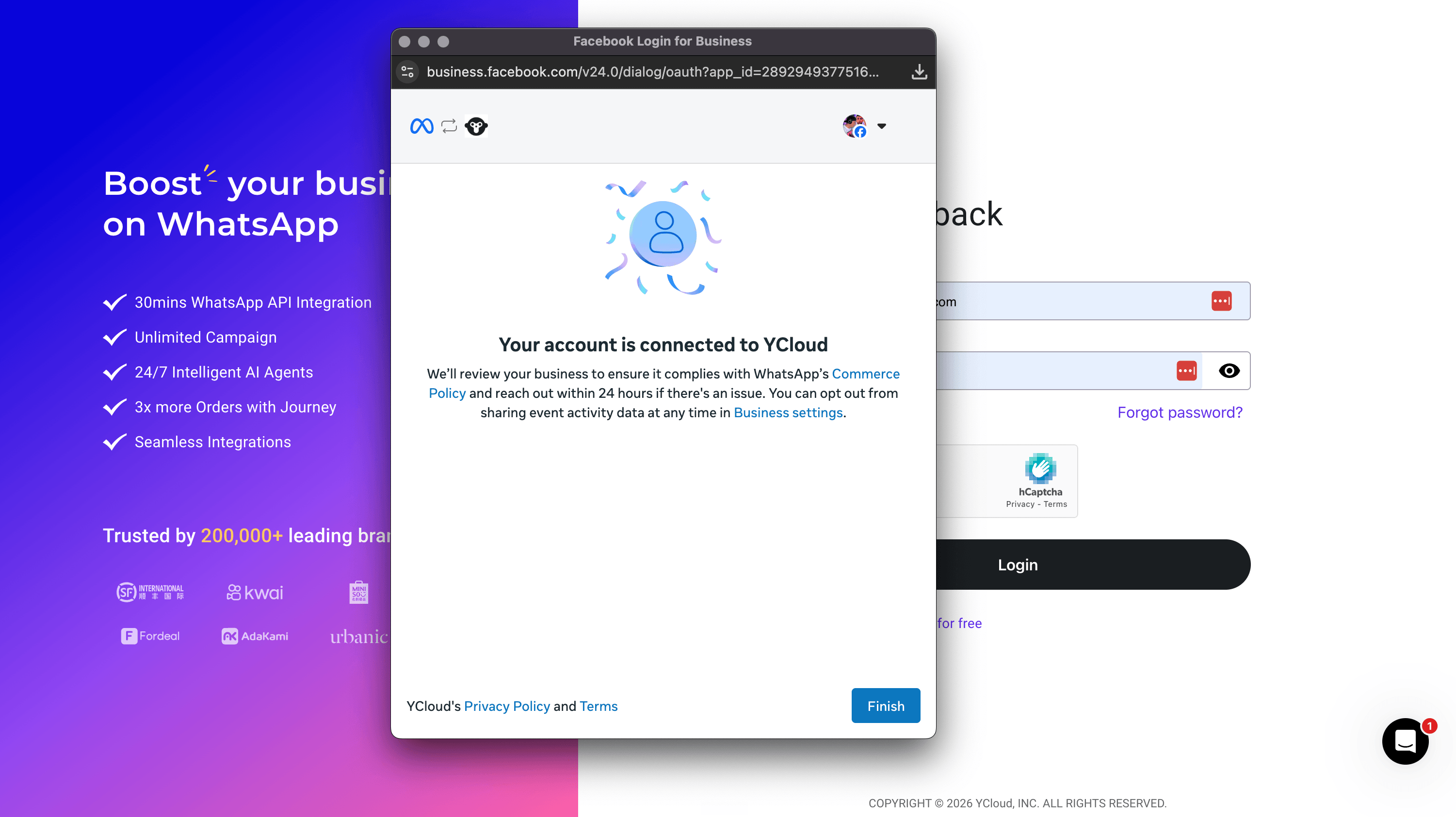 Cuenta conectada a YCloud