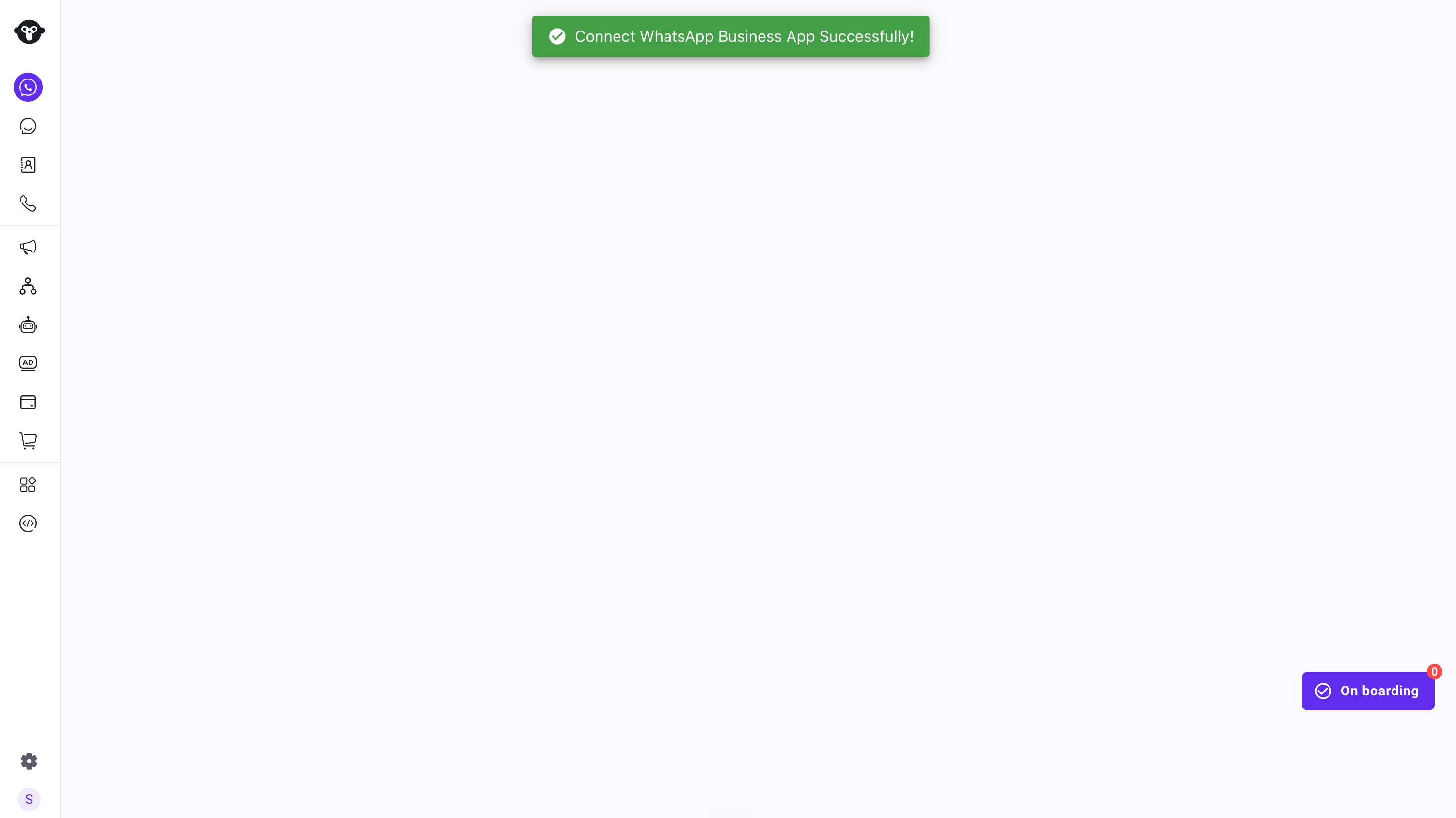 Mensaje de conexión exitosa en YCloud