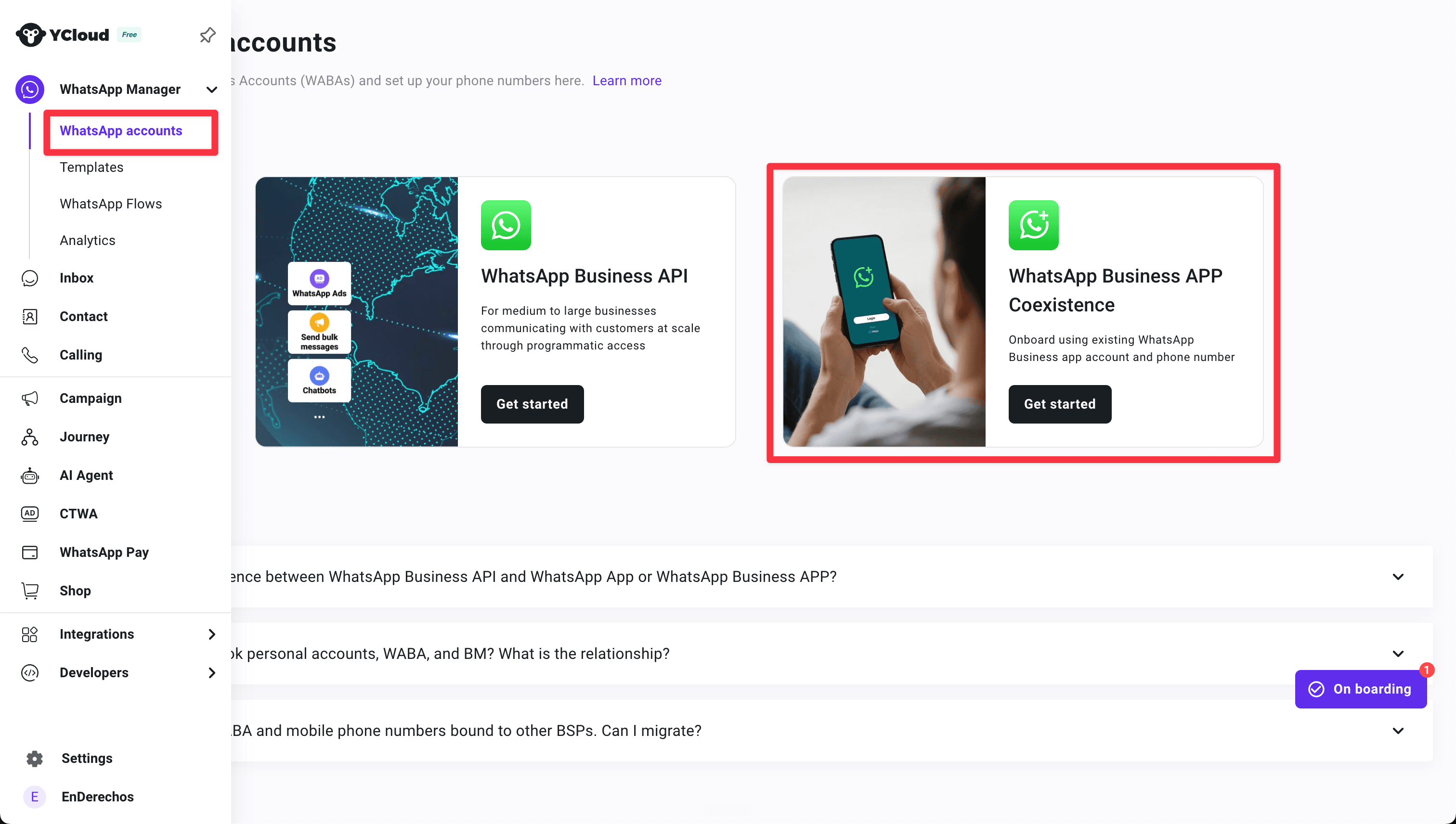 Elegir WhatsApp Business APP Coexistence